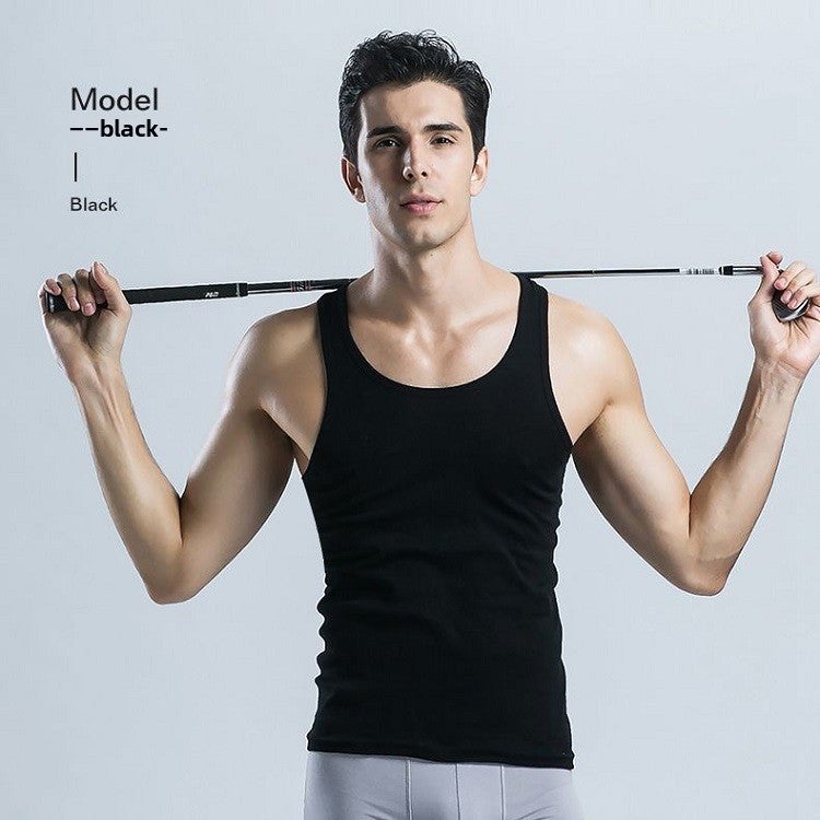 Mens Cotton Breathable Vest Summer black cotton vest 