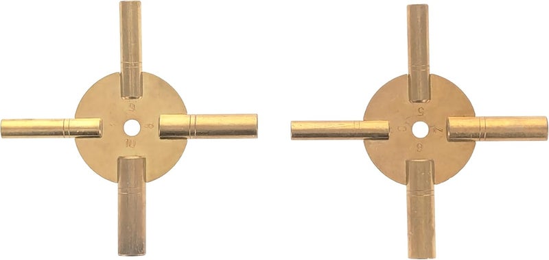 SE Universal 4 Prong Brass Clock Key for Winding Clocks, Odd and Even Numbers (2 PC.) - JT6336-2 - Image 1