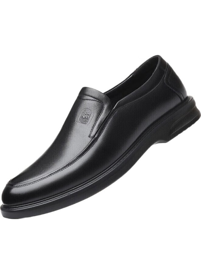 LAORENTOU Business Casual Leather Shoes For Men, Spring Breathable Soft-Soled Cowhide Formal Wedding Shoes, Dad Shoes, A90192, Black, Size 41 - Image 1