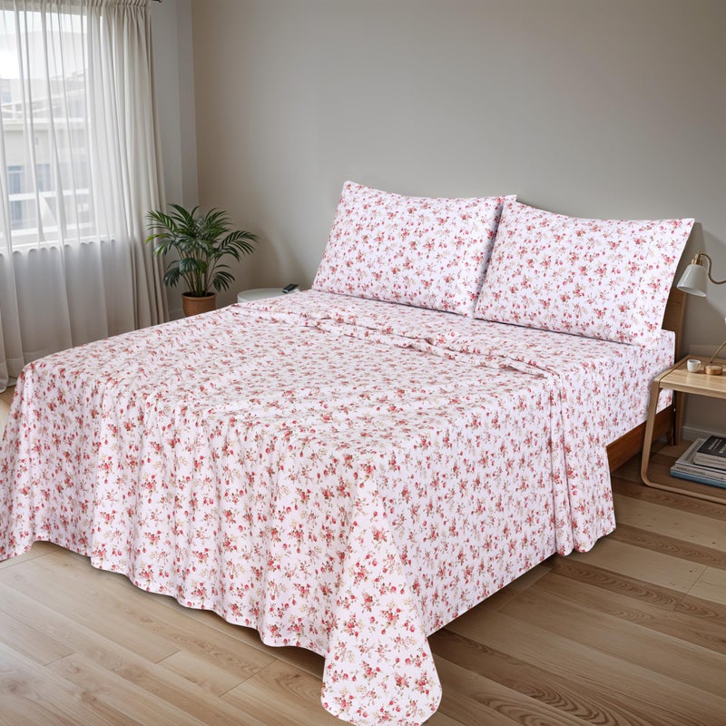 RUVANTI 100% Cotton Sheets â€“ King Size Percale Bedding, Cooling & Breathable Floral Design, Durable with a Crisp, Soft & Comfortable Feel, 16" Deep Pocket, 4-Piece Set, Bouquet - Image 2