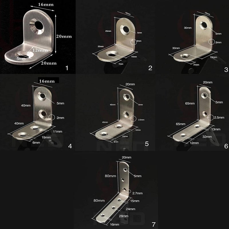 DIY Crafts DIY Crafts 078 078 063 inch Stainless Steel Angle Corner Brackets Fasteners Protector Seven Size Corner Stand Supporting Furniture Hardware Pac078 078 063 inch  - Image 2