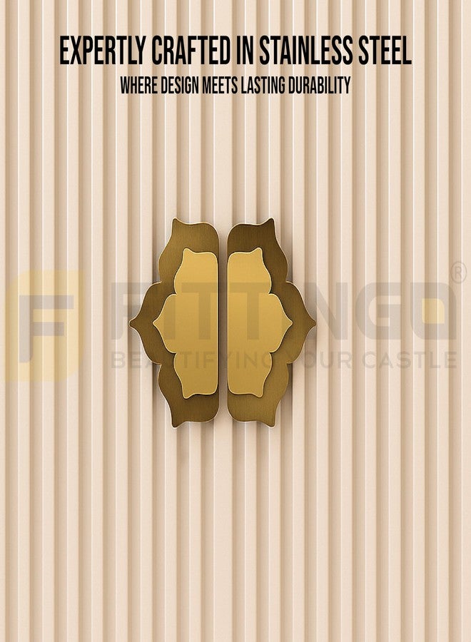 مقبض خزانة بتصميم لوتس أورا من فيتينجو / مقبض للباب الرئيسي / مقبض خزانة الملابس / مقابض الأبواب / مقبض للباب (ستانلس ستيل) طقم من قطعة واحدة (ذهبي مطلي بتقنية PVD، 8 بوصة) - Image 4