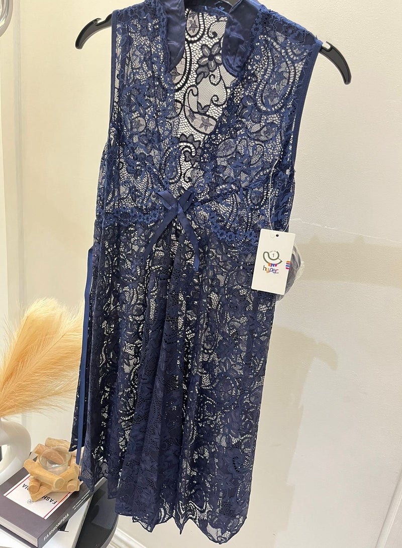 Hyper One French design women's nightgown - Navy Blue - Image 1