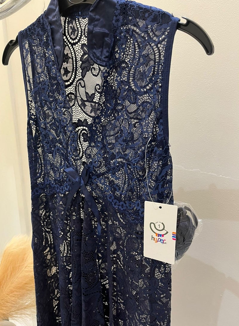 Hyper One French design women's nightgown - Navy Blue - Image 2