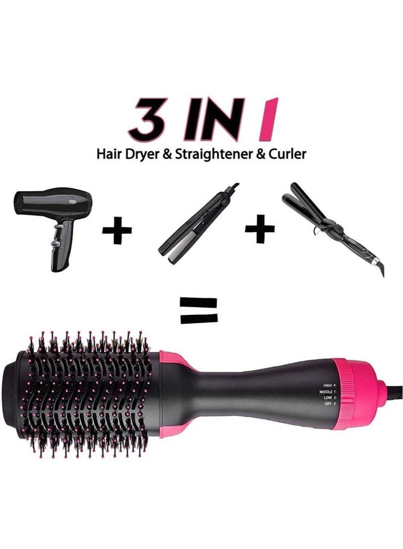 Hot Air Brush One Step Hair Dryer & Curly Hair Comb for All Hair Type with Anti-Scald Feature Multi-Functional High-Power 3-in-1 Salon - Image 2