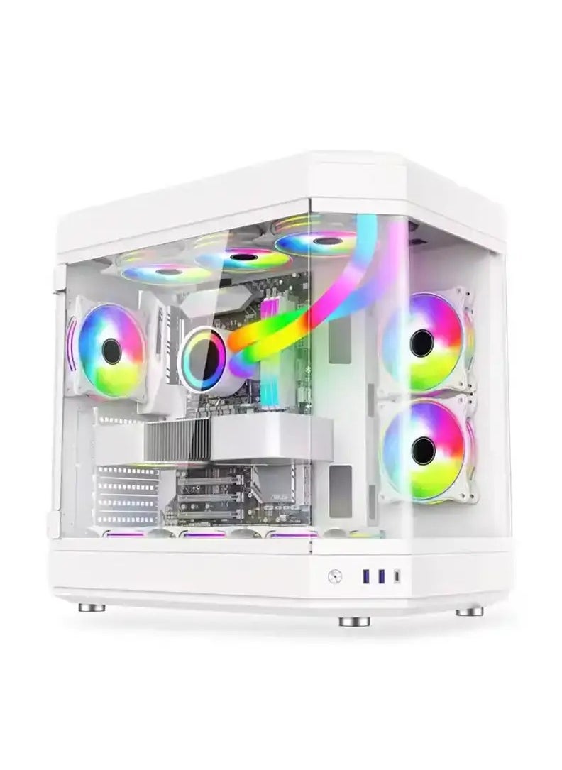 Truenort TrueNort Rainbow desktop computer case supports ATX motherboard 360 water-cooled with side transparent Glass Panels with 4 ARGB Fan Support  - Image 1