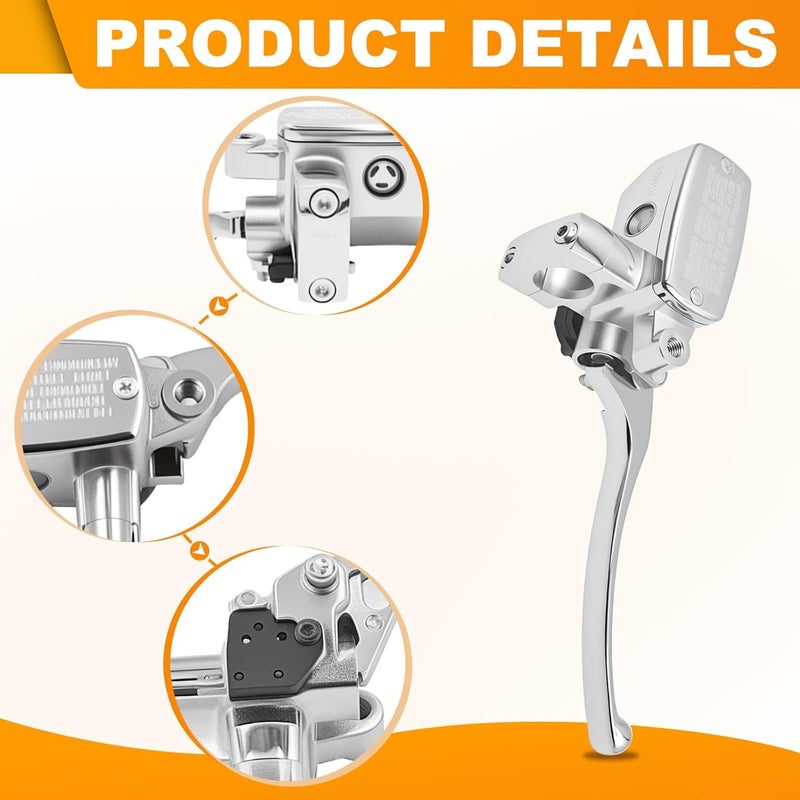 Triumilynn 7/8" 22mm Brake Clutch Master Cylinder Replacement for Hon-da Ya-ma-ha Su-zu-ki Kawa-saki Motorcycle, 7/8 Inch Brake Master Cylinder Lever (Left & Right), Silver - Image 5