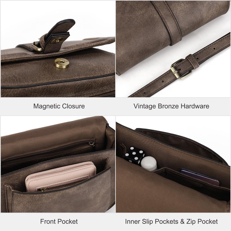 AFKOMST Crossbody Bags for Women,Small Saddle Purse and Boho Cross Body Handbags,Vegan Leather - Image 4