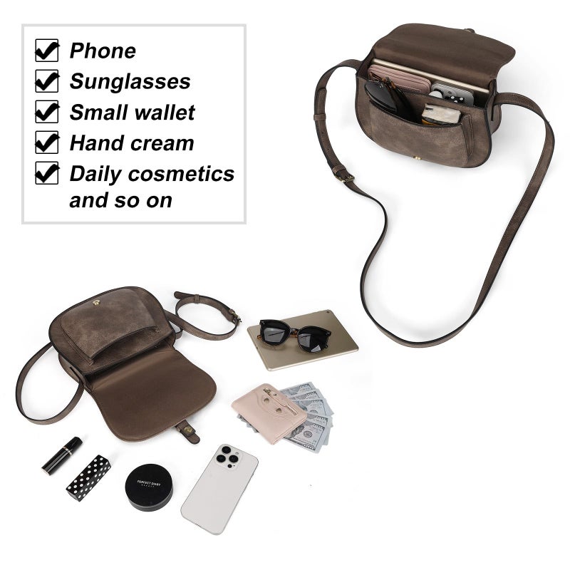 AFKOMST Crossbody Bags for Women,Small Saddle Purse and Boho Cross Body Handbags,Vegan Leather - Image 5