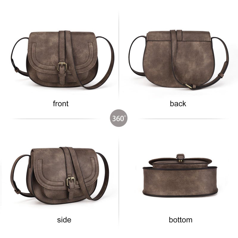 AFKOMST Crossbody Bags for Women,Small Saddle Purse and Boho Cross Body Handbags,Vegan Leather - Image 3