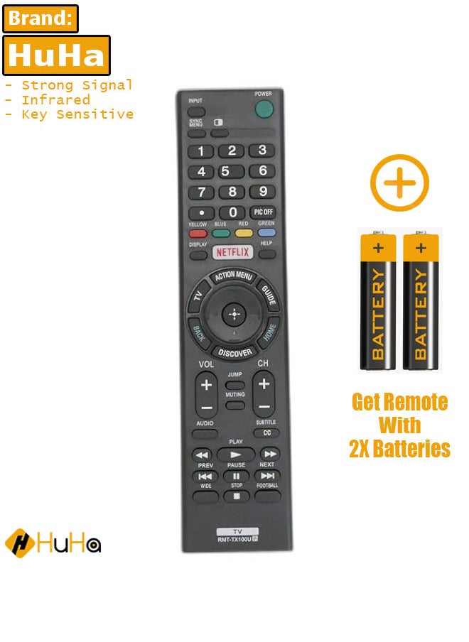 HuHa - New Replace Remote for Sony TV XBR 65X900C, XBR 55X900C, KDL 55W800C, XBR 49X800C, Universal Replacement Sony TV Remote Control - Image 1