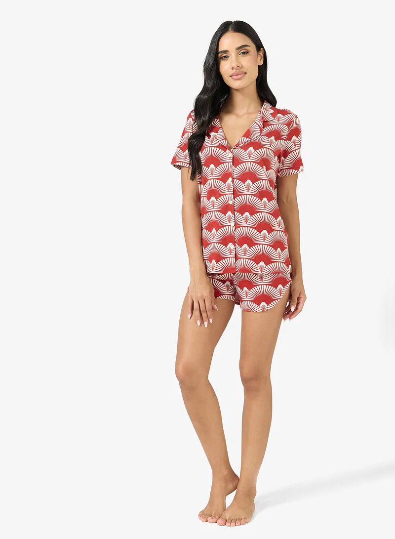 Ginger  Button Down Shirt & Short PJ Set for Women | Best Price UAE