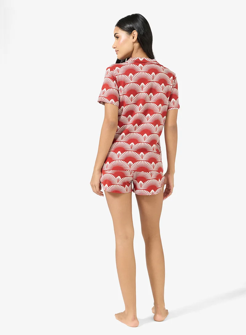 Ginger Button Down Shirt & Short PJ Set