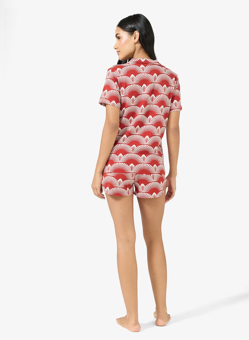 Ginger Button Down Shirt & Short PJ Set - Image 2