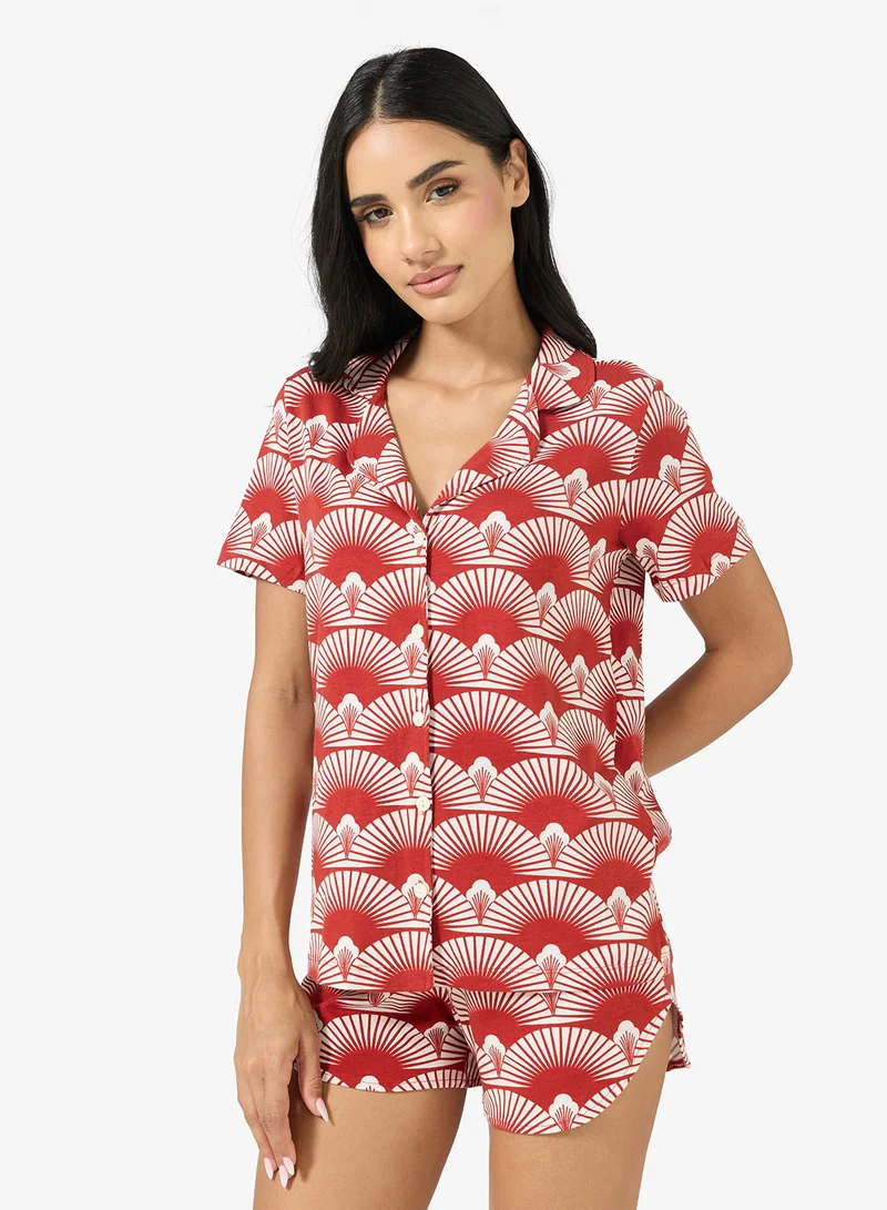Ginger  Button Down Shirt & Short PJ Set for Women | Best Price UAE