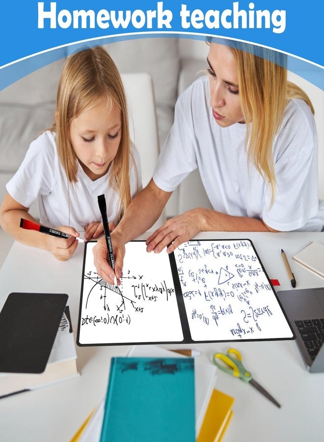 iNenya Double-Sided White Board 12x9 inch - Ultra-Thin 0.3" Portable Dry Erase Board with 3 Markers & Anti-Ghosting Surface | Magnetic-Ready | Foldable for Office, School, Travel, Homeschool (Black) - Image 4