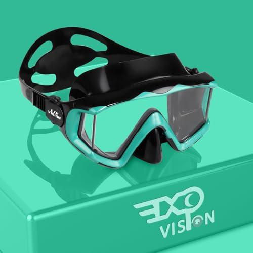 EXP VISION Adult Pano 3 Scuba Diving Mask Tempered Glass Snorkel Mask AntiFog Swim Mask No Leakage Swim Goggles with Nose Cover Snorkeling Gear for Snorkeling Freediving Swimming BlackOcean Green - Image 1