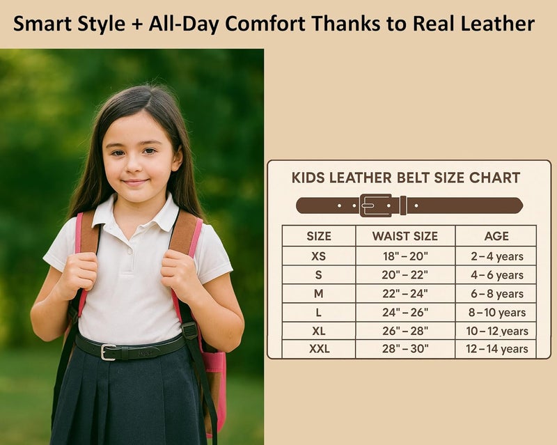 Flyer Girls Leather Belt Combo Pack of 3 – Genuine Leather Kids Belts in Black, Brown & Tan – Adjustable Stylish for Jeans, Dress, School Uniform – For Girls 2–14 Years | 2 Years Warranty BL-BR-TAN - Image 5