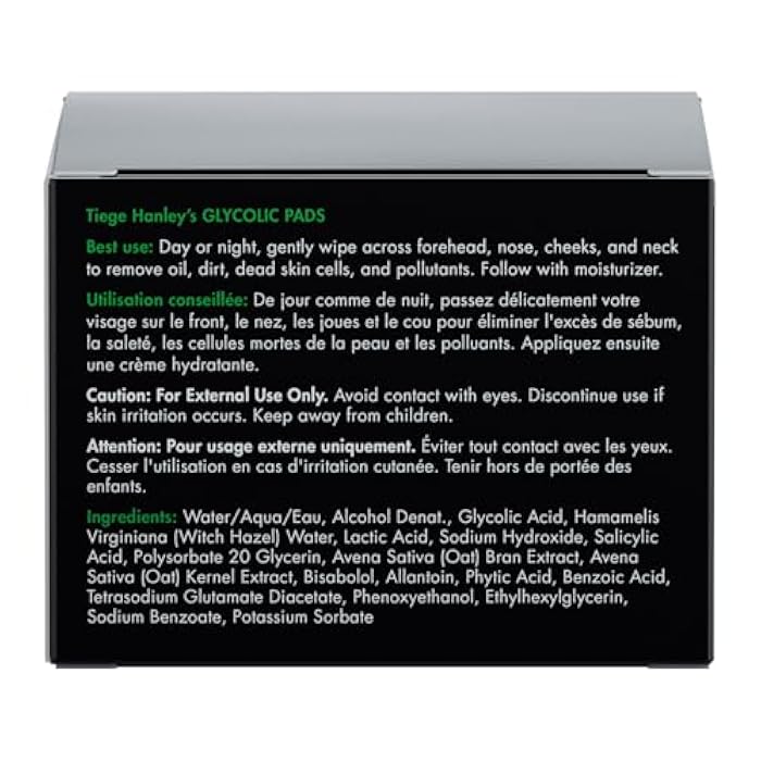 Tiege Hanley Glycolic Acid Pads for Men, Exfoliating Face Cleansing Pads for Forehead, Nose & Cheeks, Facial Wipes with Glycolic, Salicylic & Lactic Acid, Men’s Skin Care, 30 Count - Image 2
