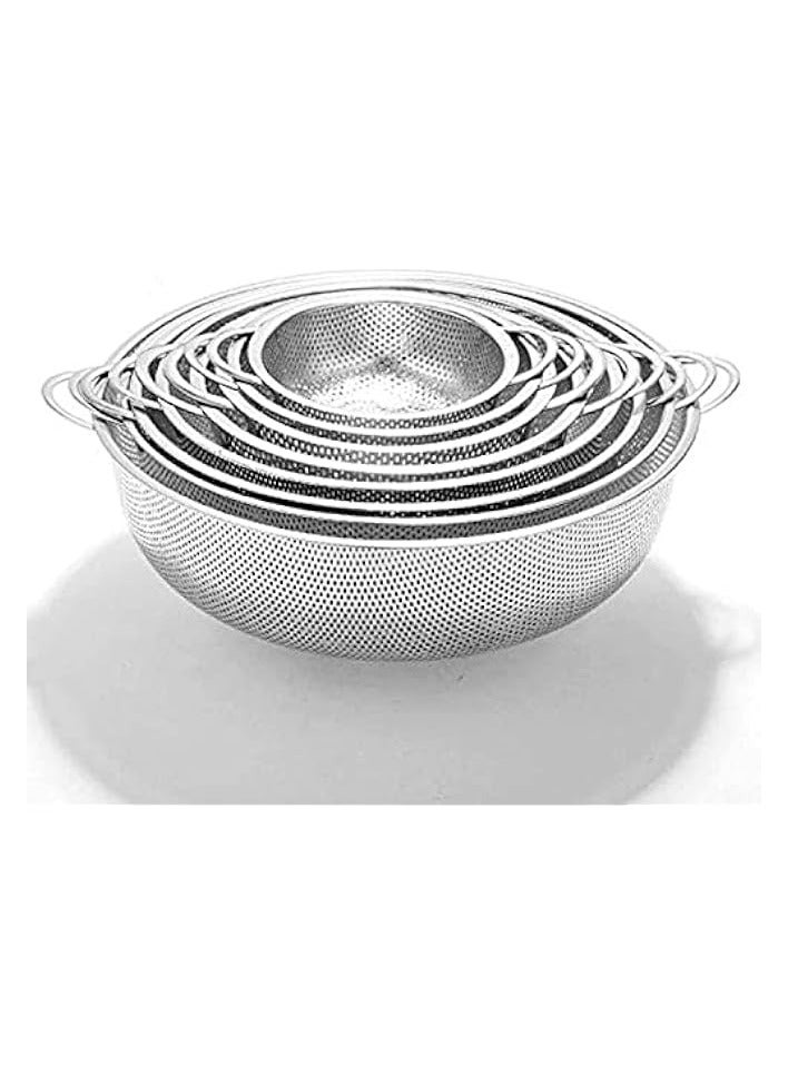 Green Tiger Vegetable Strainer Sifter Colander Set - Kitchen Supply Colander Set of 6 Stainless Steel Mesh Strainers and Colanders Net Baskets with Handles & Base Drain, Rinse, Steam or Cook - Image 3