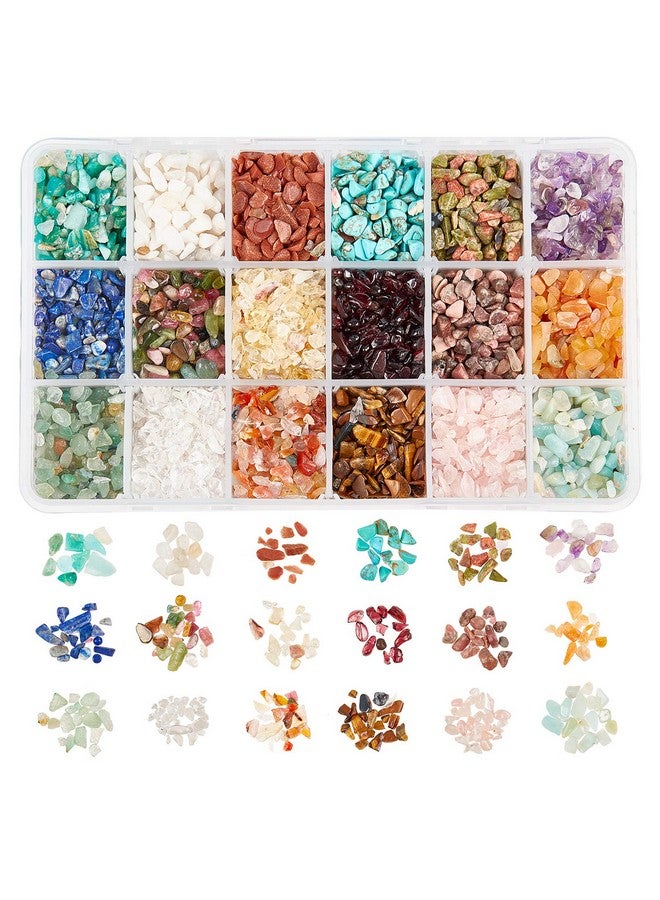 NBEADS 1 Box Gemstone Chips Beads, 18 Styles Undrilled Natural Irregular Crystal Chips Beads Chakra Stone Beads for Jewelry Making, 2-8mm - Image 1