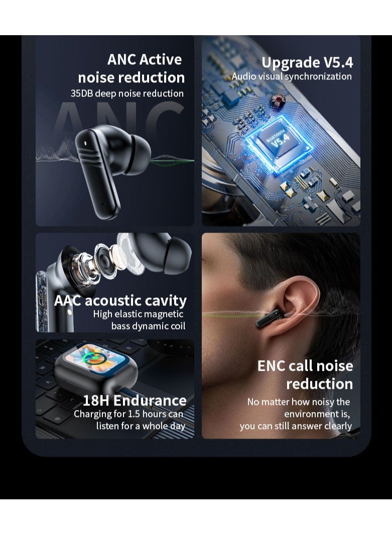 GENAW LX-10 Wireless Earbuds & Earphones Bluetooth 5.4, Military Grade Quality, Smart Color Screen ANC, 134 Languages Real-Time Translator, Hi-Fi AAC/SBC, Touch Control, Fast Charging, Long Standby For Saudi Arabia - Image 4
