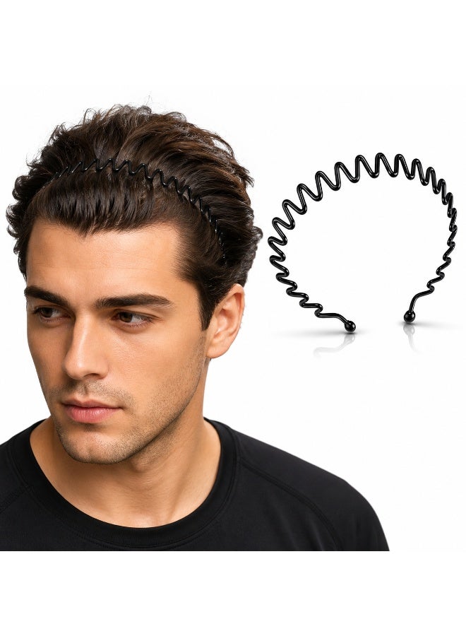 Metal Spring Hair Band for Men & Women, Zigzag Wave Headband, Non-Slip Sports Hair Hoop, Flexible Black Metal Hairband for Curly, Wavy & Thick Hair, Fashion Hair Accessories for Daily Use, Sports, Gym & Outdoor Activities - Image 1