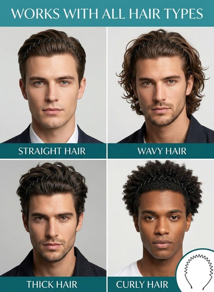 Metal Spring Hair Band for Men & Women, Zigzag Wave Headband, Non-Slip Sports Hair Hoop, Flexible Black Metal Hairband for Curly, Wavy & Thick Hair, Fashion Hair Accessories for Daily Use, Sports, Gym & Outdoor Activities - Image 5