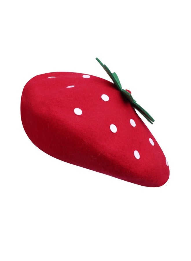 Amamcy Strawberry Beret Hat for Girls Women French Beanie Adorable Strawberry Artist Cap Funny Cap for Autumn Winter Beanie Hat - Image 2
