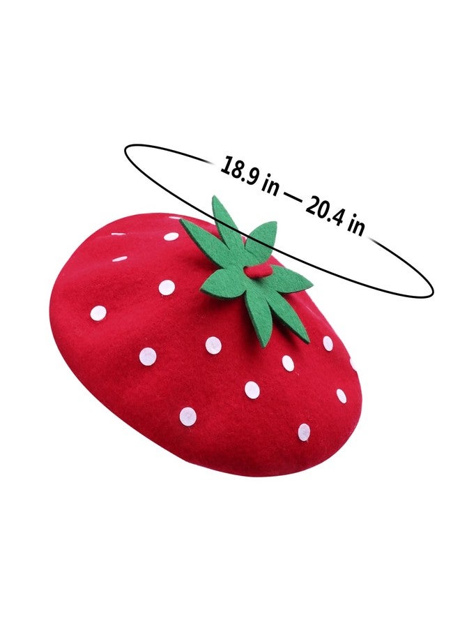 Amamcy Strawberry Beret Hat for Girls Women French Beanie Adorable Strawberry Artist Cap Funny Cap for Autumn Winter Beanie Hat - Image 3