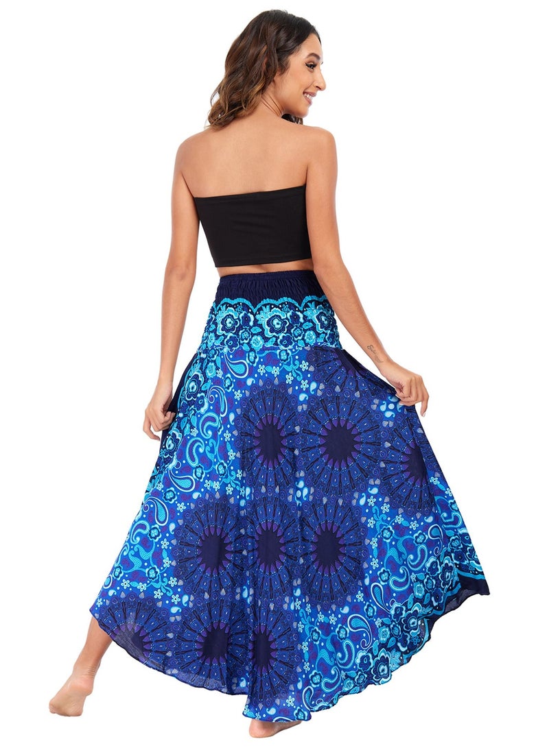 Loquat Casual Dress Half Skirt Beach Vacation Skirt Two Dresses Full Skirt Blue  - Image 4
