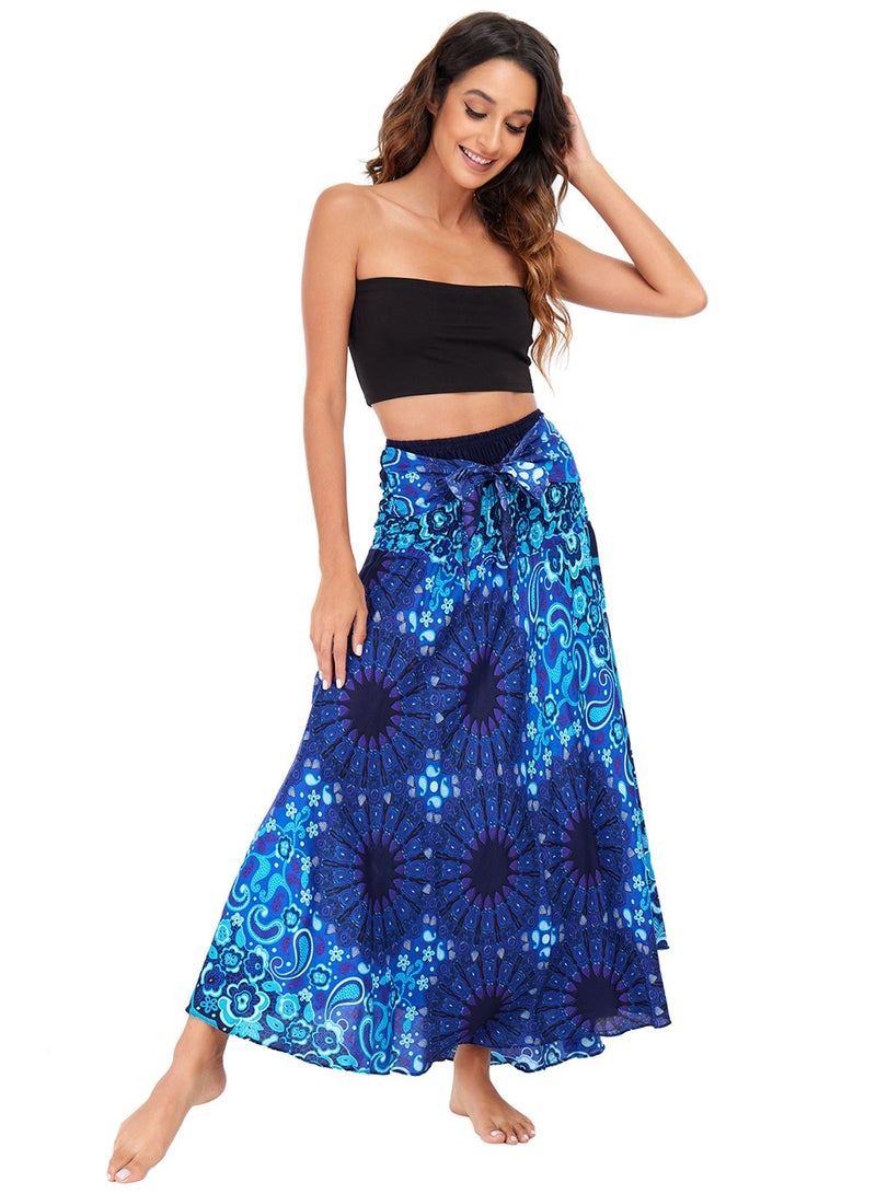 Loquat Casual Dress Half Skirt Beach Vacation Skirt Two Dresses Full Skirt Blue  - Image 3