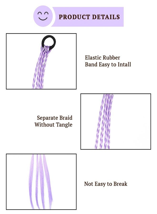 SYGA Girl Wig Headwear Kids Twist Braid Rope Ponytail Hair extension Styling Princess Baby Children Rubber Bands Hair Accessories (Gradient Lavender) - Image 3