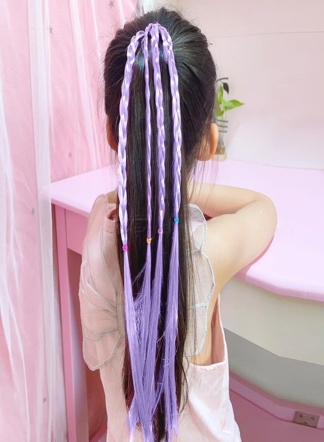 SYGA Girl Wig Headwear Kids Twist Braid Rope Ponytail Hair extension Styling Princess Baby Children Rubber Bands Hair Accessories (Gradient Lavender) - Image 2
