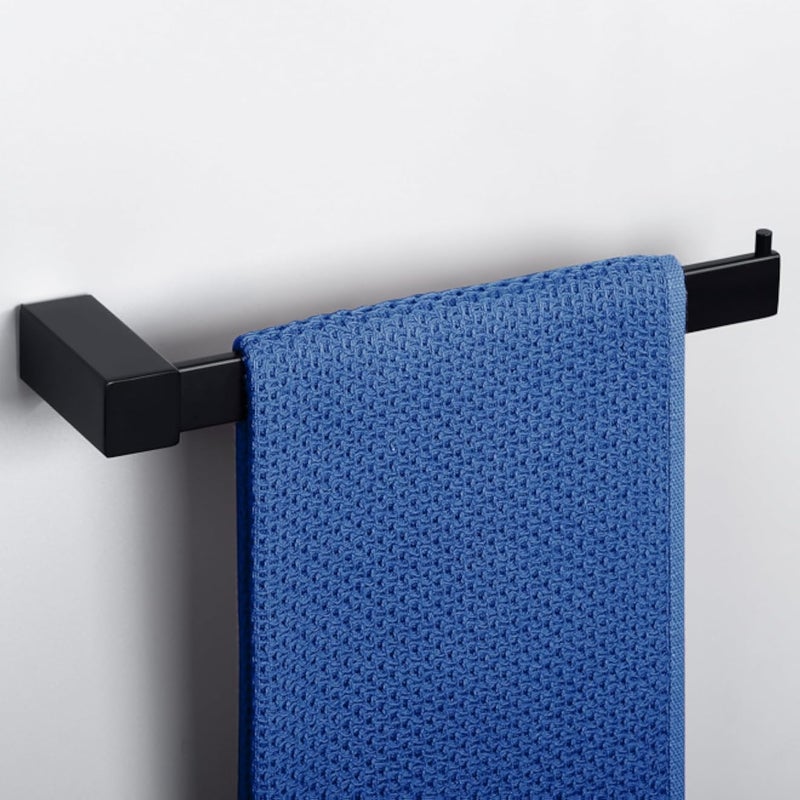 SAYAYO Black Towel Holder Towel Rail Wall Mounted Towel Ring for Bathroom Kitchen 10-inch SUS304 Stainless Steel, EGKN2312-B