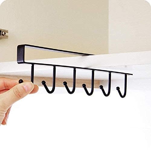 TYAGY TYAGY Metal 6 Hook Under Shelf Cabinet Rack for Coffee Cup Mug Wine Glass Tie Hooks Keys Hooks Hanging Belts Scarf Organizer Kitchen Utensils Holder Rack Pack of 4 Pcs  - Image 2