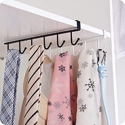 TYAGY TYAGY Metal 6 Hook Under Shelf Cabinet Rack for Coffee Cup Mug Wine Glass Tie Hooks Keys Hooks Hanging Belts Scarf Organizer Kitchen Utensils Holder Rack Pack of 4 Pcs  - Image 5