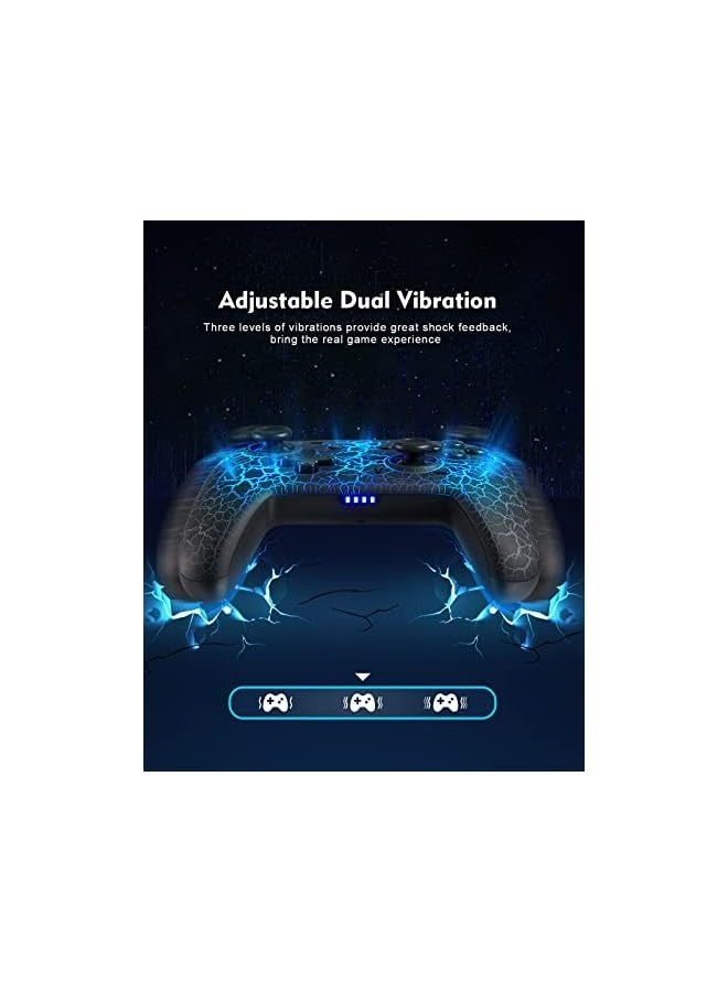 بروماس وحدة تحكم التبديل، وحدة تحكم لاسلكية Switch Pro للتبديل/Switch Lite/Switch OLED، لوحة ألعاب لاسلكية عن بعد LED قابلة للتعديل بـ 8 ألوان مع تحكم فريد في الكراك/Turbo/الحركة (أسود) - Image 5