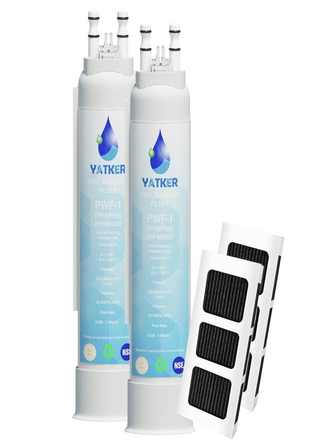 Yatker FPPWFU01 Water Filter Replacement for Frigidaire FPPWFU01 Water Filter, Compatible with PurePour PWF-1,EPPWF01 PureAdvantage PWF-1 and PureAir Ultra II PAULTRA2 Air Filter Combo（2+2） - Image 1