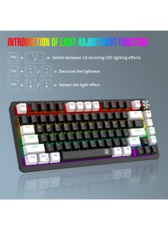 Rock Pow ROCK POW 70% Gaming Keyboard,Arabic English 82 Keys Mechanical Keyboard with RGB Backlit 19 Modes,Volume Lighting Knob Wired Mini PBT Keycaps for PC Gaming and Working (Red Switch)  - Image 4