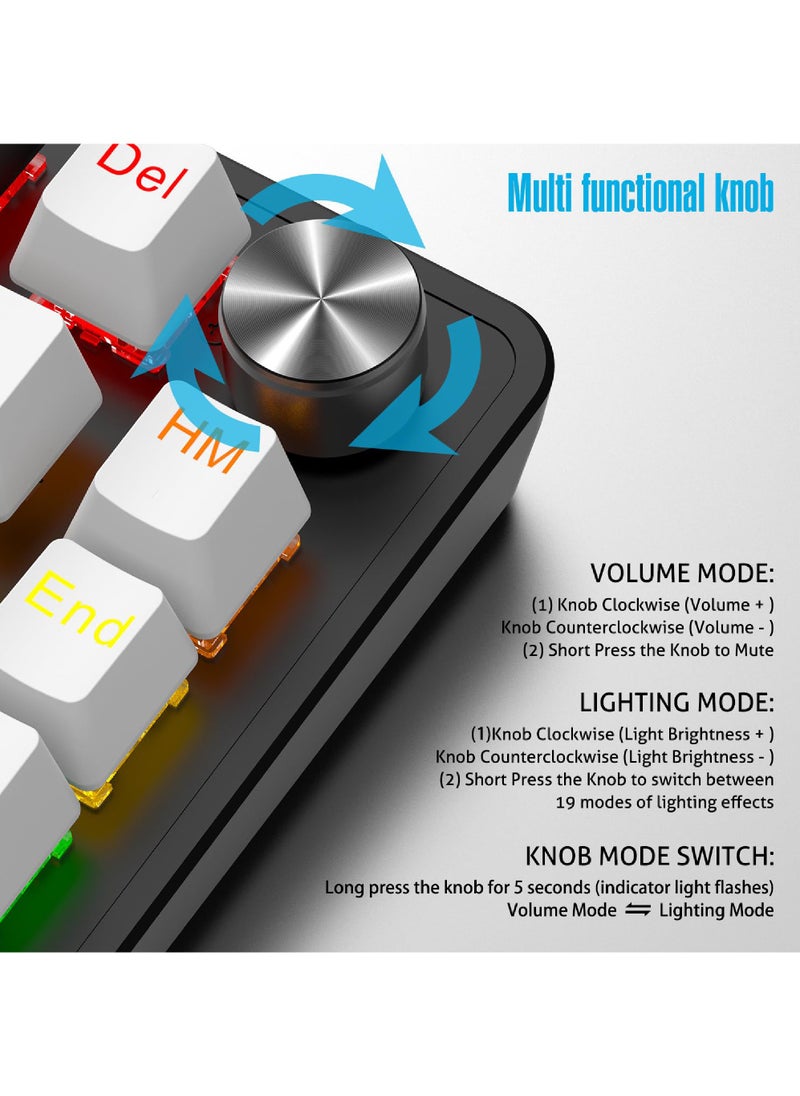 Rock Pow - ROCK POW 70% Gaming Keyboard,Arabic English 82 Keys Mechanical Keyboard with RGB Backlit 19 Modes,Volume Lighting Knob Wired Mini PBT Keycaps for PC Gaming and Working (Red Switch) - Image 1