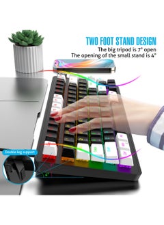 Rock Pow ROCK POW 70% Gaming Keyboard,Arabic English 82 Keys Mechanical Keyboard with RGB Backlit 19 Modes,Volume Lighting Knob Wired Mini PBT Keycaps for PC Gaming and Working (Red Switch)  - Image 5