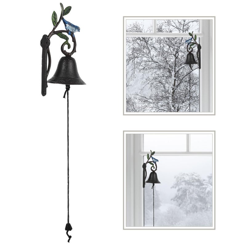 Vintage Cast Iron Hand Painted Bird Door Bell Manual Shaking Chime For Garden Porch Wall Decor - Image 4