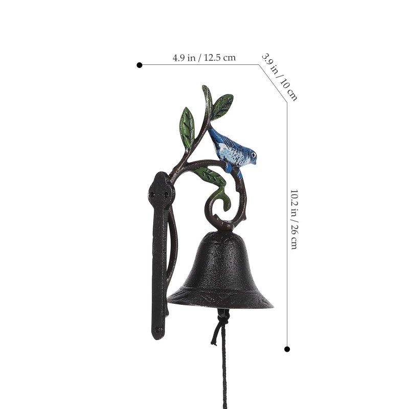 Vintage Cast Iron Hand Painted Bird Door Bell Manual Shaking Chime For Garden Porch Wall Decor - Image 3