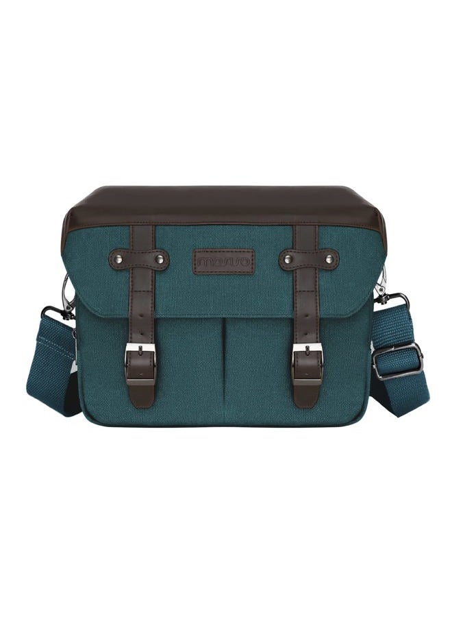 Mosiso Camera Case Crossbody Shoulder Messenger Bag, DSLR/SLR/Mirrorless Photography Vintage PU Leather Flap Gadget Bag with Rain Cover Compatible with Canon/Nikon/Sony Camera and Lens, Teal Green - Image 1