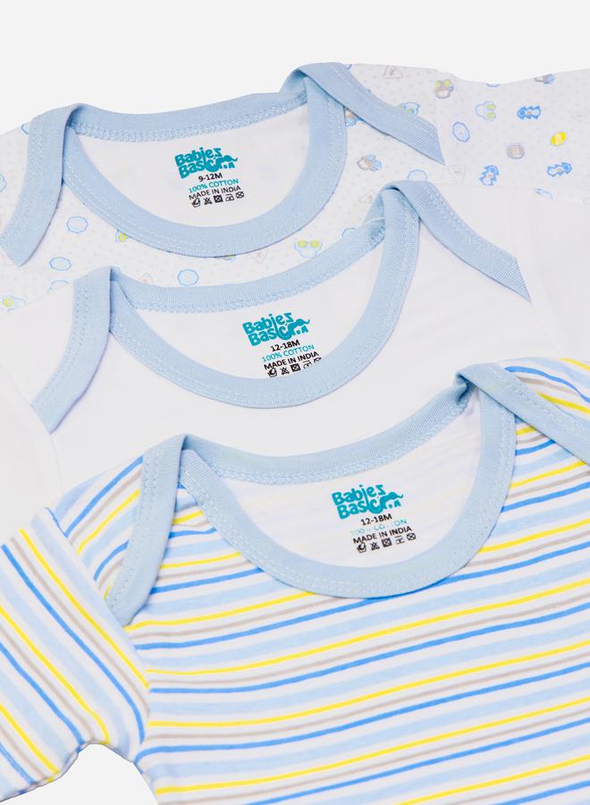 Babies Basic Pack of 3 - Round Neck Printed Romper by Styli  - Image 5