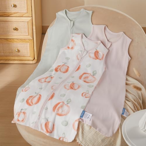 TILLYOU Baby Sleep Sack 1218 Months 05 Tog Cotton Wearable Blanket for Baby 3 Pack Infant Sleeping Sack with 2Way Zipper Pink Peach - Image 3