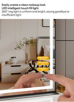 ETG 3-Color Light LED Light Smart Touch Tabletop Makeup Mirror with Light, Supports USB Charging 40*50cm  - Image 4