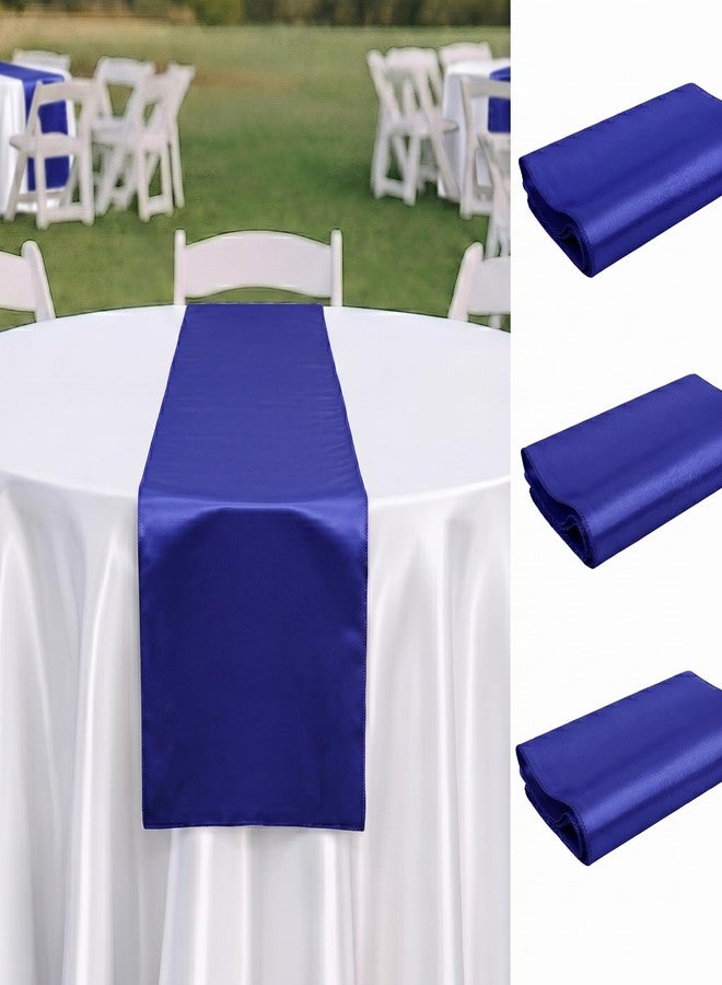 FAVE Blue Satin Table Runner 12x108 Inch 3-Pack, Disposable Table Runners for Wedding, Baby Shower, Birthday Party Decor - Image 1