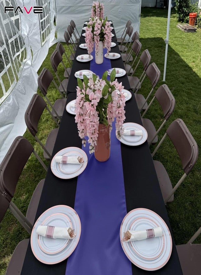 FAVE Blue Satin Table Runner 12x108 Inch 3-Pack, Disposable Table Runners for Wedding, Baby Shower, Birthday Party Decor - Image 2